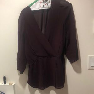 Aritzia peplum blouse maroon